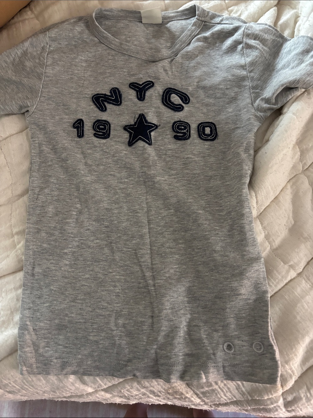 Urban Outfitters Kids Grey Tee with Navy 'NYC 1990' Star Graphic